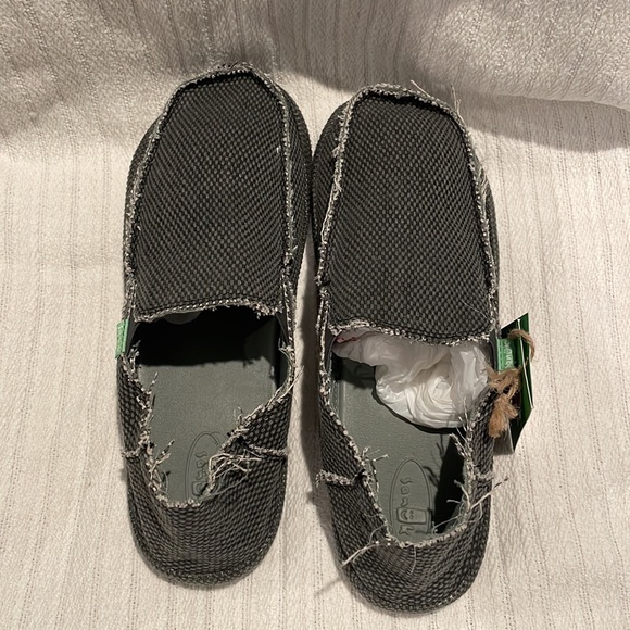 Sanuk Rounder Pirate Black Gray Slip on Washable Loafer - Picture 2 of 3